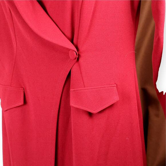 Boohoo Pocket Red Berry Detail Wrap Maxi Blazer Dress 16 NWT - Picture 11 of 11